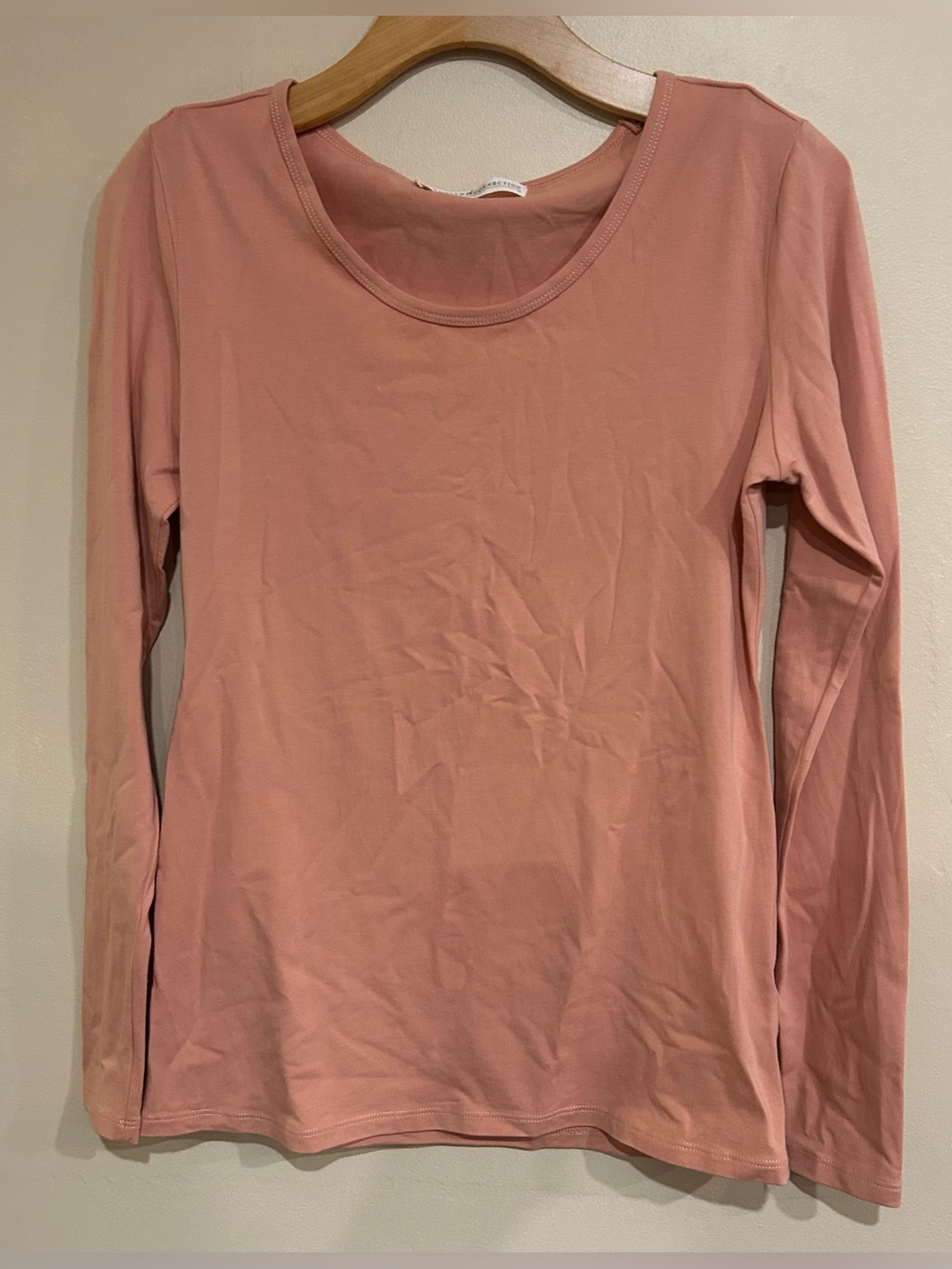 Peruvian Connection Pima Cotton Blend Peach Pink Long Sleeve Layering Tee Med